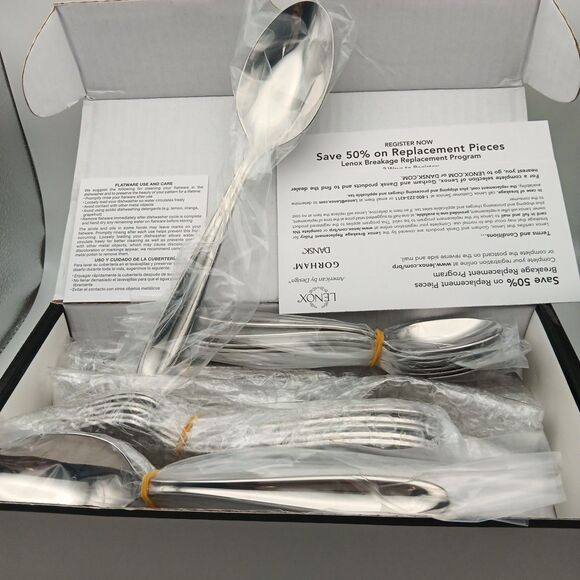 Lenox Barnaby 38 Piece Set 18/10 Stainless Serves 6 Persons Flatware NIB Vietnam - Picture 2 of 5